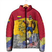 Personalized Colombia Football Padded Jacket Vulture Mascot Sombrero Vueltiao Map