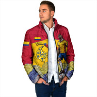 Personalized Colombia Football Padded Jacket Vulture Mascot Sombrero Vueltiao Map