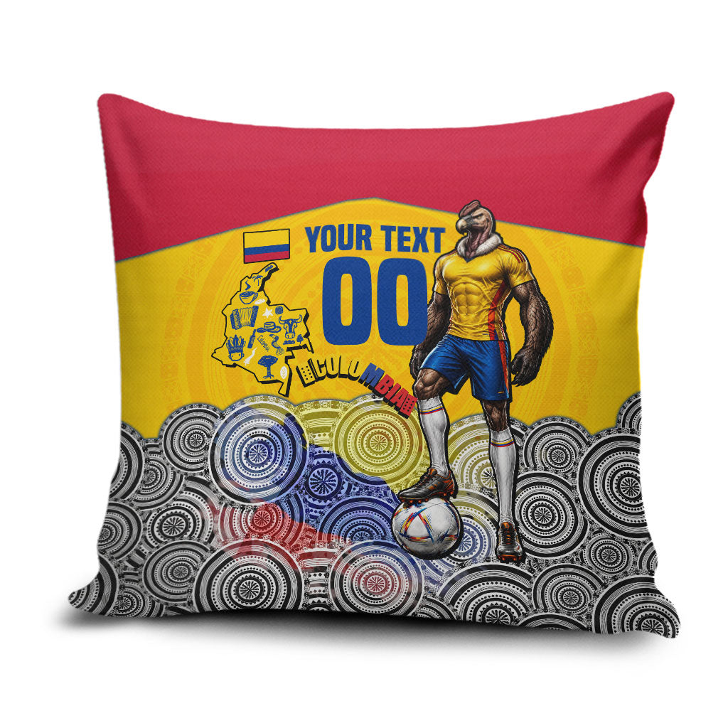 Personalized Colombia Football Pillow Cover Vulture Mascot Sombrero Vueltiao Map