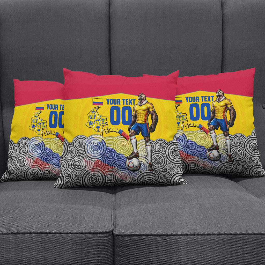 Personalized Colombia Football Pillow Cover Vulture Mascot Sombrero Vueltiao Map