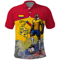 Personalized Colombia Football Polo Shirt Vulture Mascot Sombrero Vueltiao Map