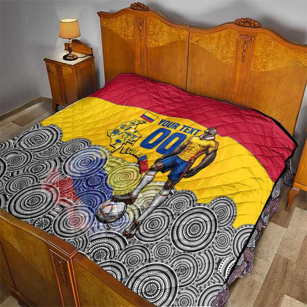 Personalized Colombia Football Quilt Vulture Mascot Sombrero Vueltiao Map