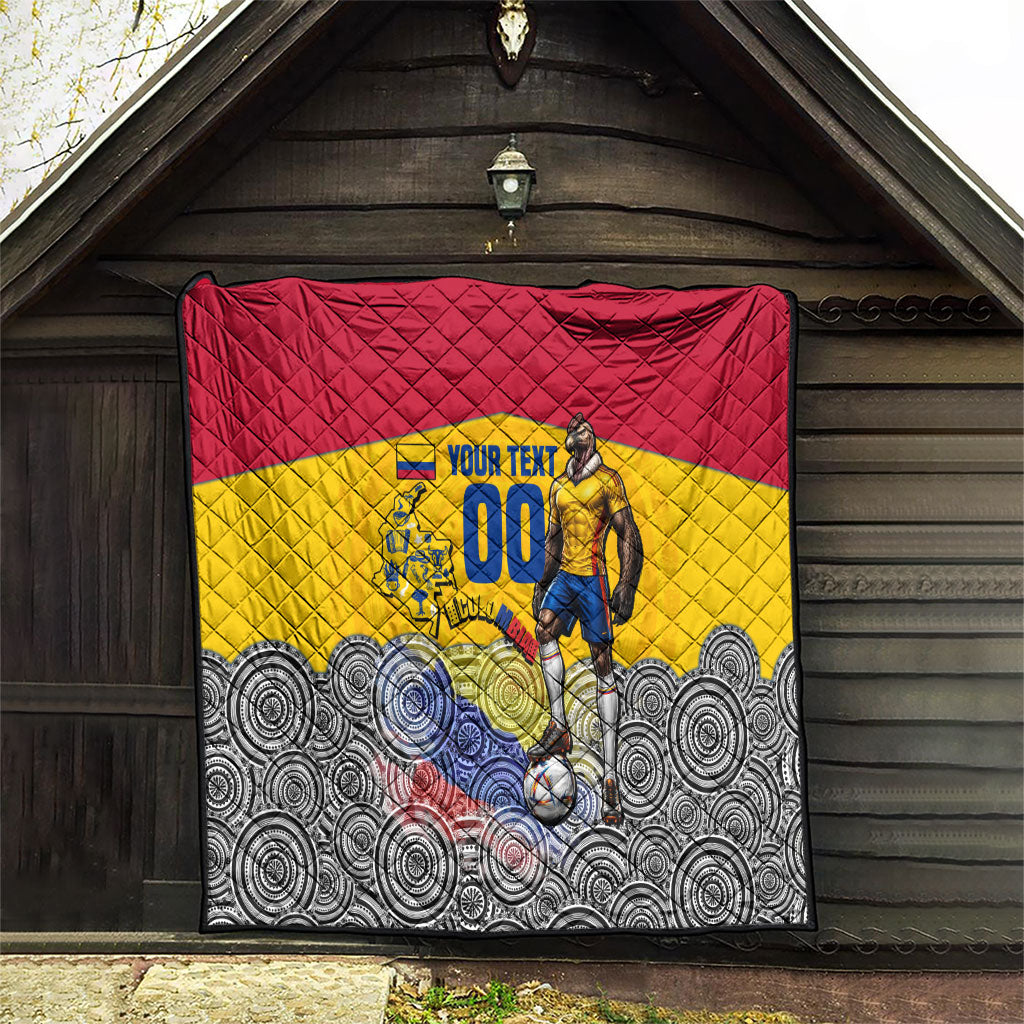 Personalized Colombia Football Quilt Vulture Mascot Sombrero Vueltiao Map
