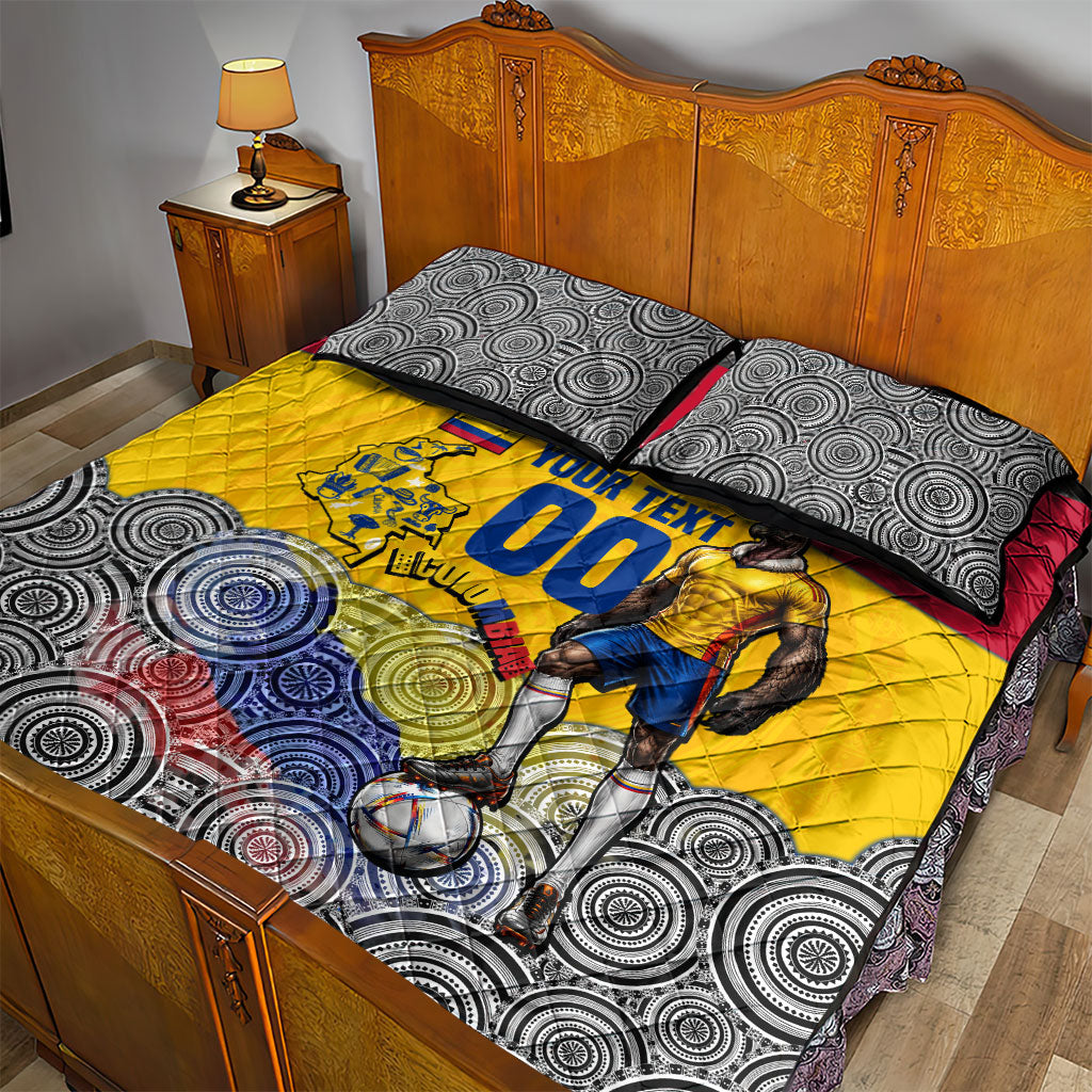 Personalized Colombia Football Quilt Bed Set Vulture Mascot Sombrero Vueltiao Map