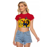 Personalized Colombia Football Raglan Cropped T Shirt Vulture Mascot Sombrero Vueltiao Map