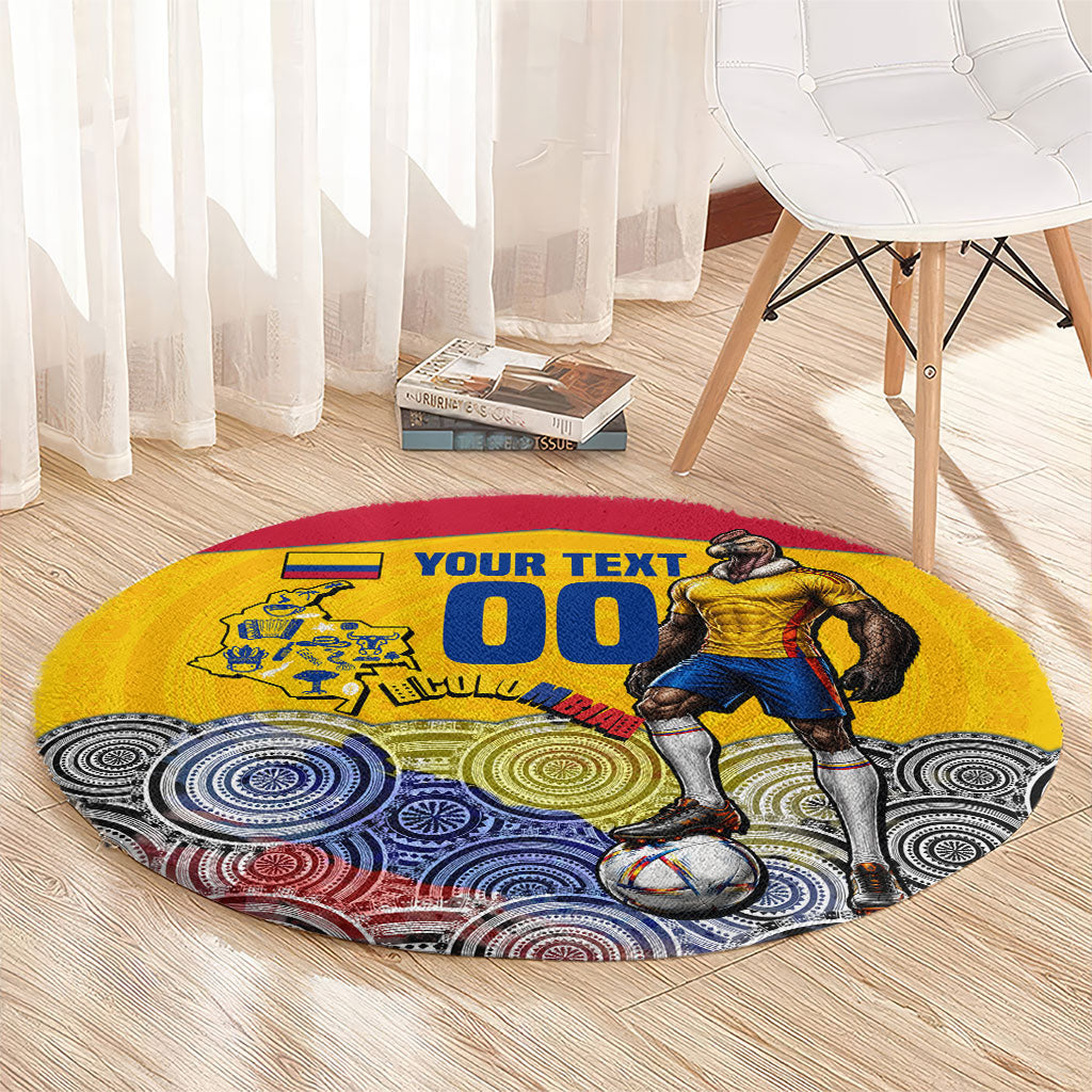 Personalized Colombia Football Round Carpet Vulture Mascot Sombrero Vueltiao Map