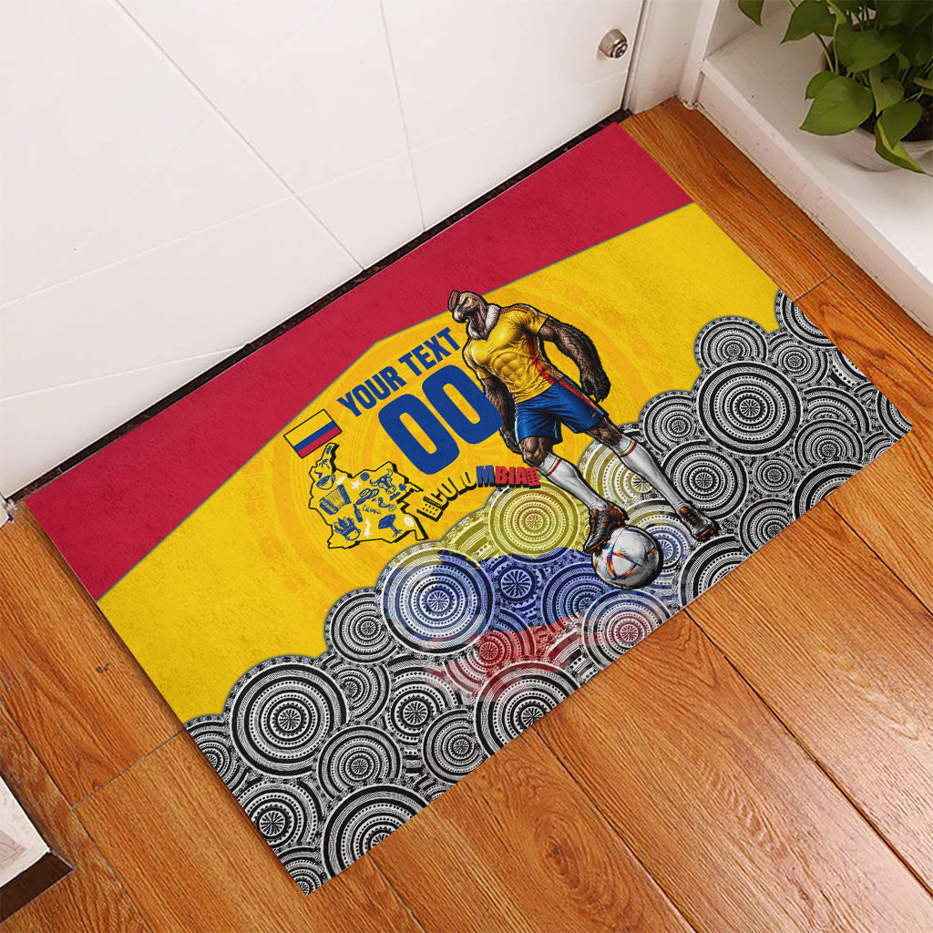 Personalized Colombia Football Rubber Doormat Vulture Mascot Sombrero Vueltiao Map