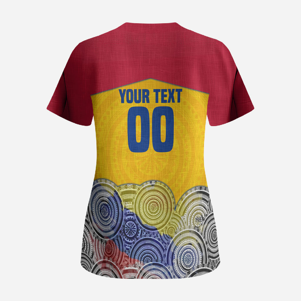 Personalized Colombia Football Scrub Top Vulture Mascot Sombrero Vueltiao Map