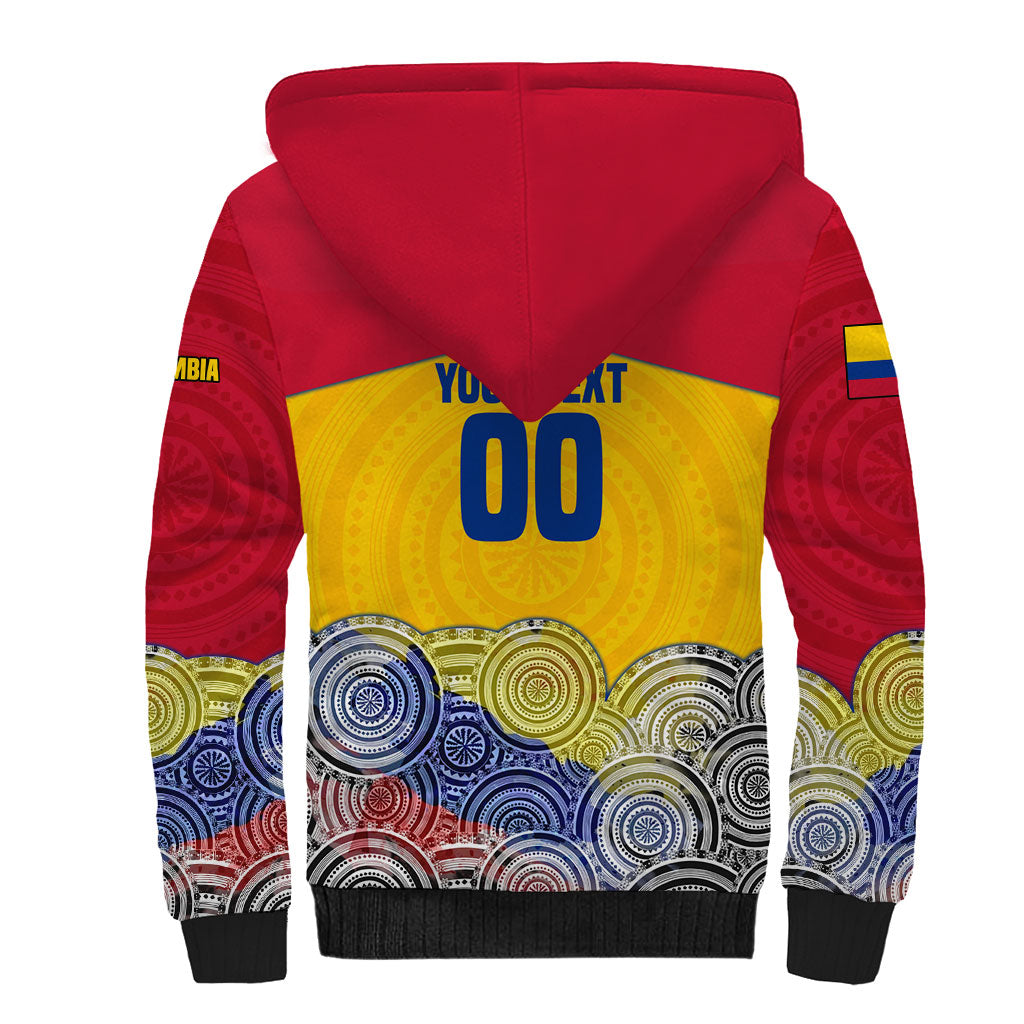 Personalized Colombia Football Sherpa Hoodie Vulture Mascot Sombrero Vueltiao Map