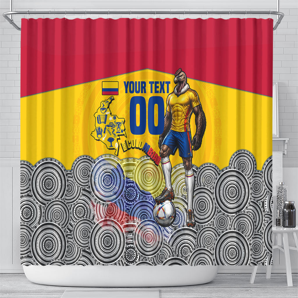 Personalized Colombia Football Shower Curtain Vulture Mascot Sombrero Vueltiao Map