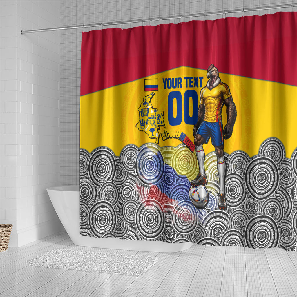 Personalized Colombia Football Shower Curtain Vulture Mascot Sombrero Vueltiao Map