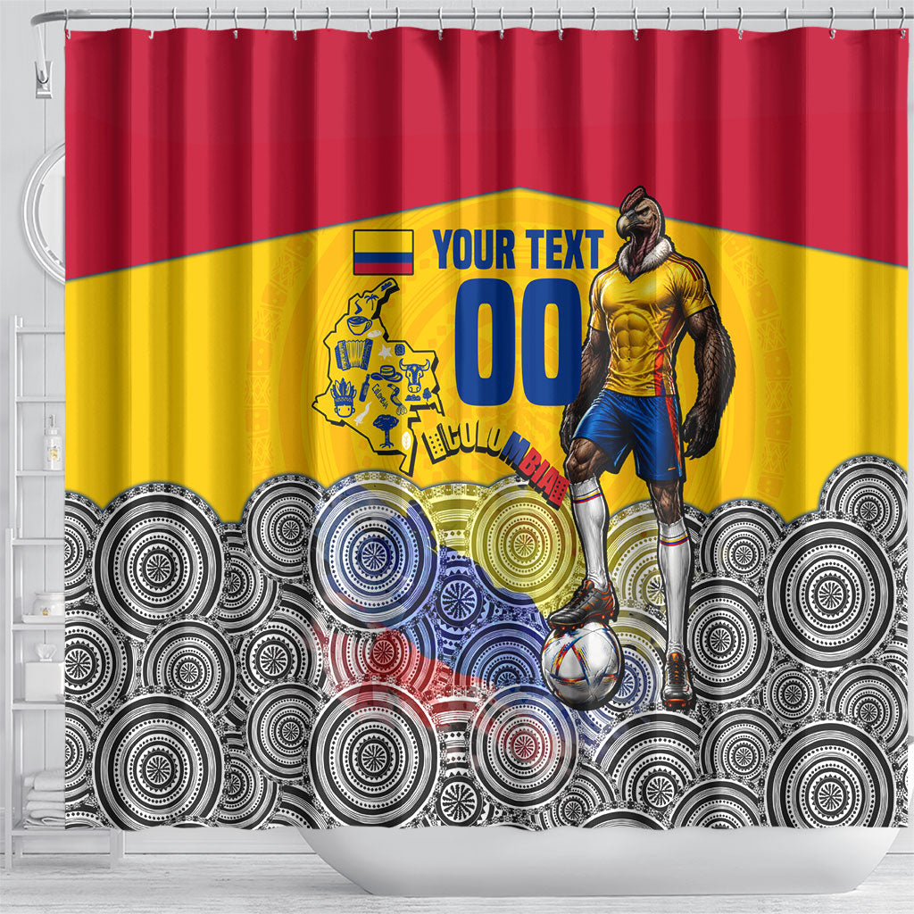 Personalized Colombia Football Shower Curtain Vulture Mascot Sombrero Vueltiao Map