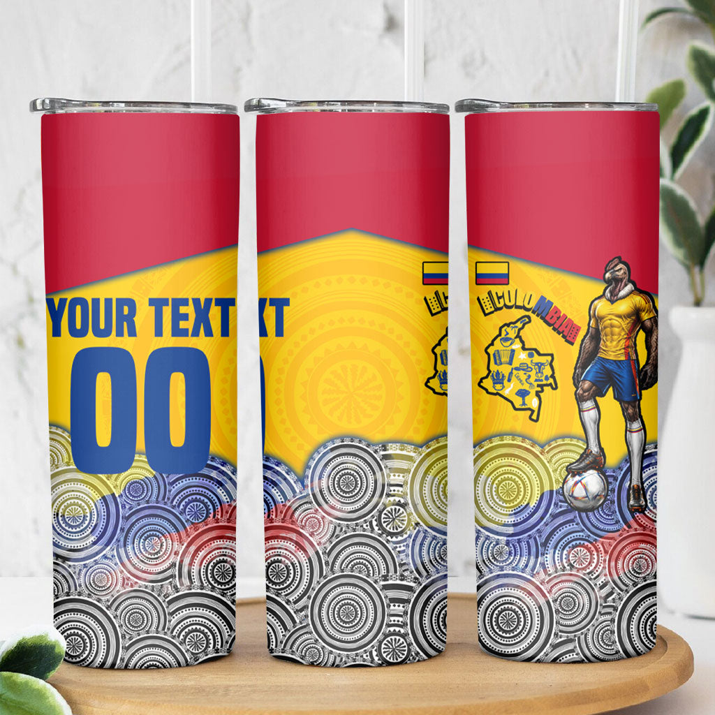 Personalized Colombia Football Skinny Tumbler Vulture Mascot Sombrero Vueltiao Map