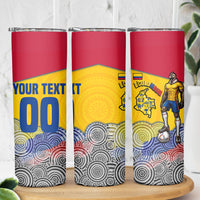 Personalized Colombia Football Skinny Tumbler Vulture Mascot Sombrero Vueltiao Map