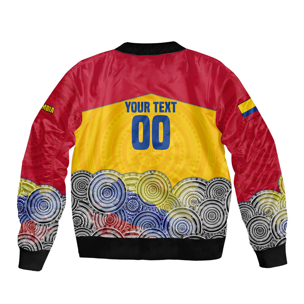 Personalized Colombia Football Sleeve Zip Bomber Jacket Vulture Mascot Sombrero Vueltiao Map