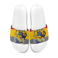 Personalized Colombia Football Slide Sandals Vulture Mascot Sombrero Vueltiao Map
