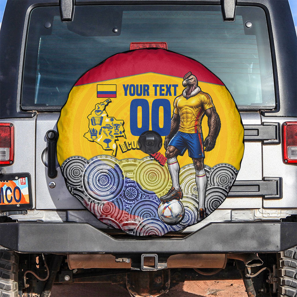 Personalized Colombia Football Spare Tire Cover Vulture Mascot Sombrero Vueltiao Map