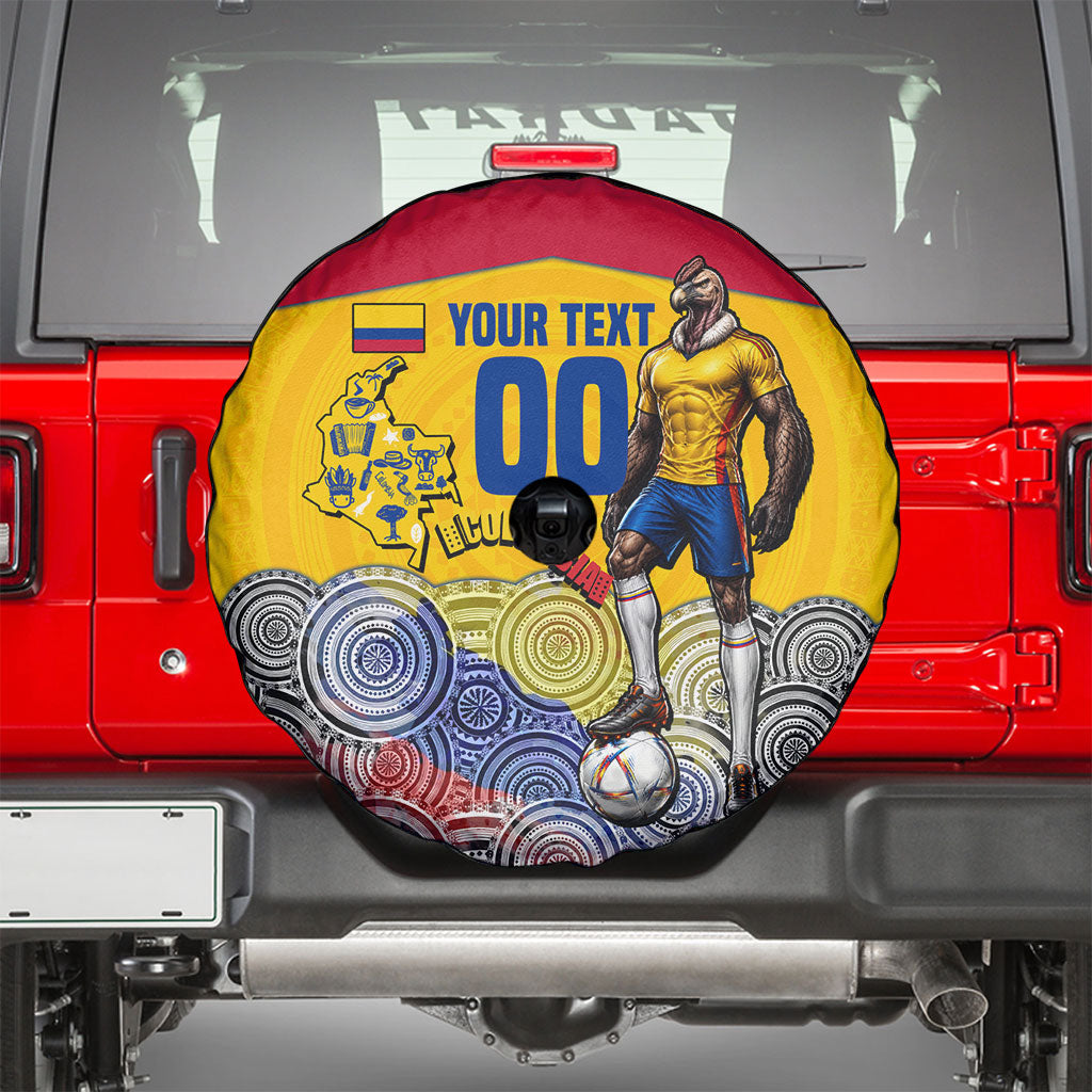 Personalized Colombia Football Spare Tire Cover Vulture Mascot Sombrero Vueltiao Map
