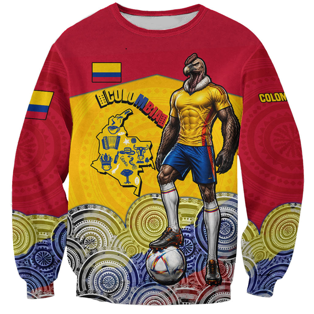 Personalized Colombia Football Sweatshirt Vulture Mascot Sombrero Vueltiao Map