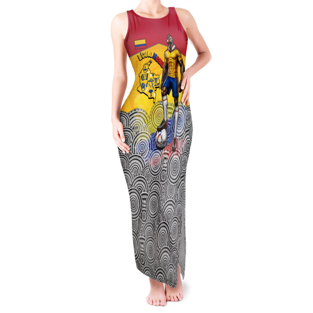Personalized Colombia Football Tank Maxi Dress Vulture Mascot Sombrero Vueltiao Map
