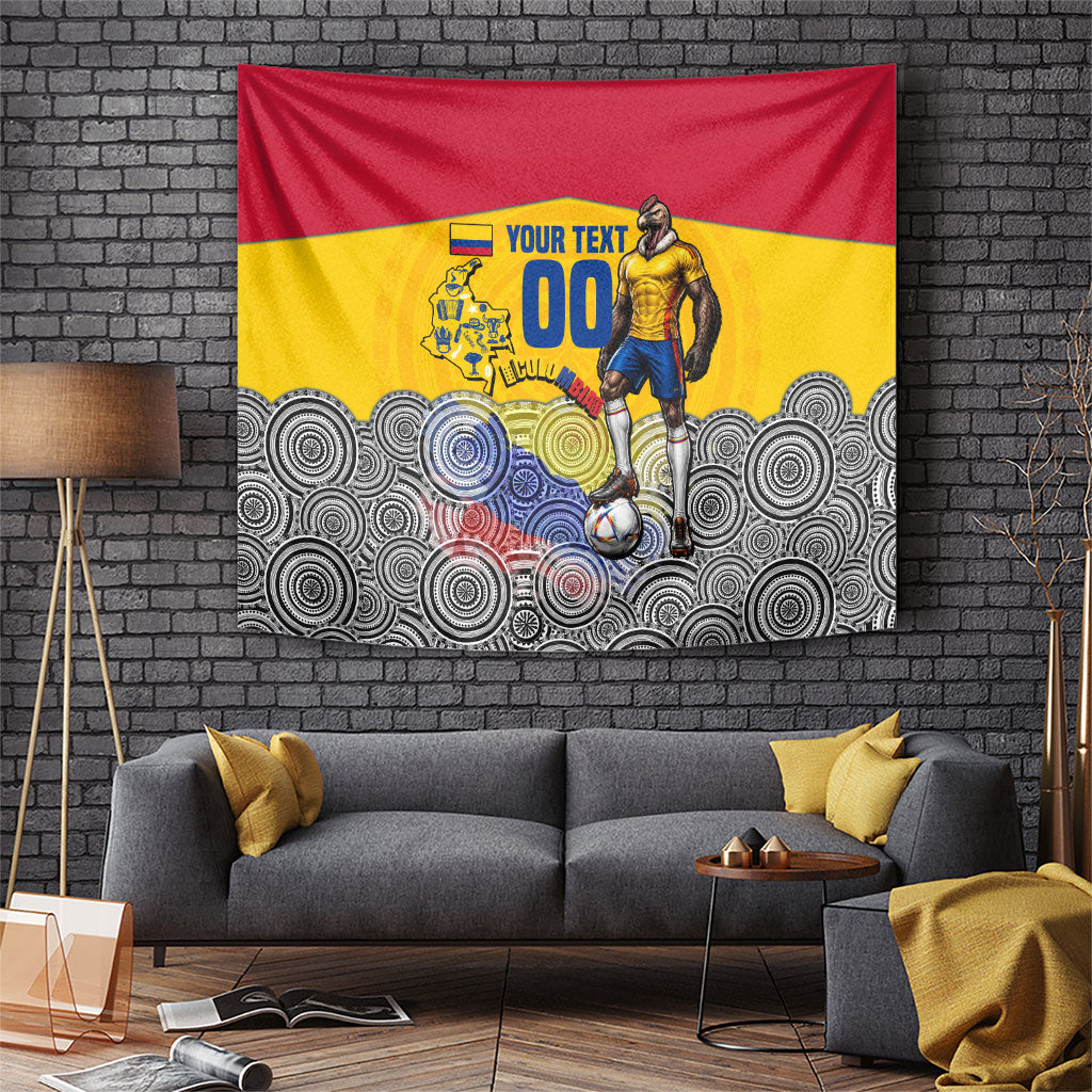 Personalized Colombia Football Tapestry Vulture Mascot Sombrero Vueltiao Map