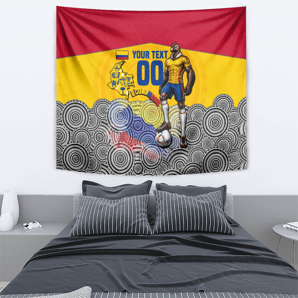 Personalized Colombia Football Tapestry Vulture Mascot Sombrero Vueltiao Map