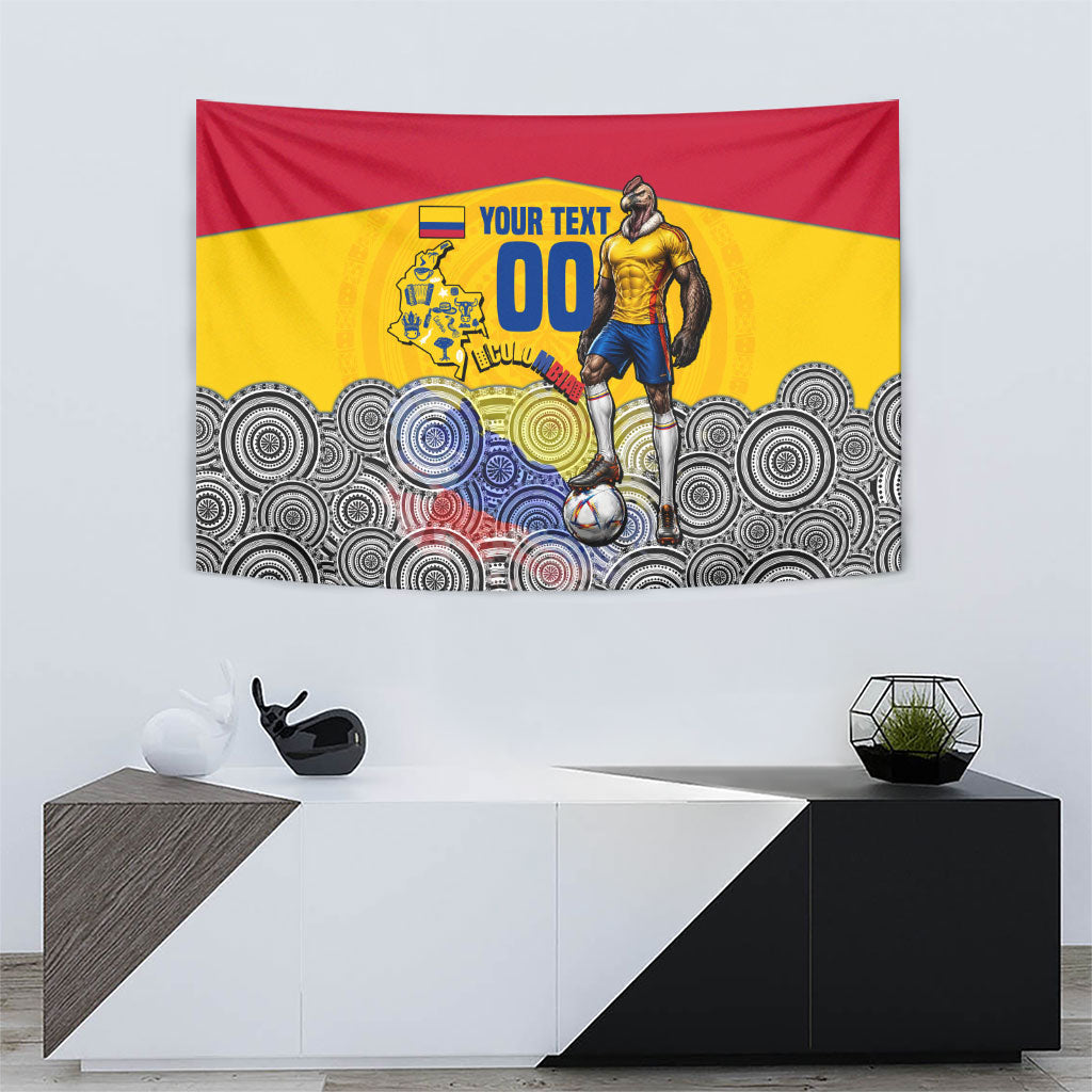 Personalized Colombia Football Tapestry Vulture Mascot Sombrero Vueltiao Map