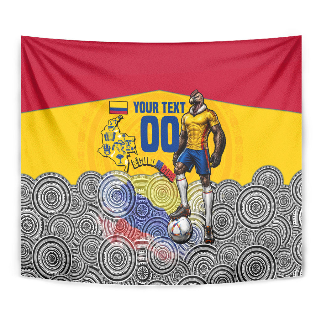 Personalized Colombia Football Tapestry Vulture Mascot Sombrero Vueltiao Map
