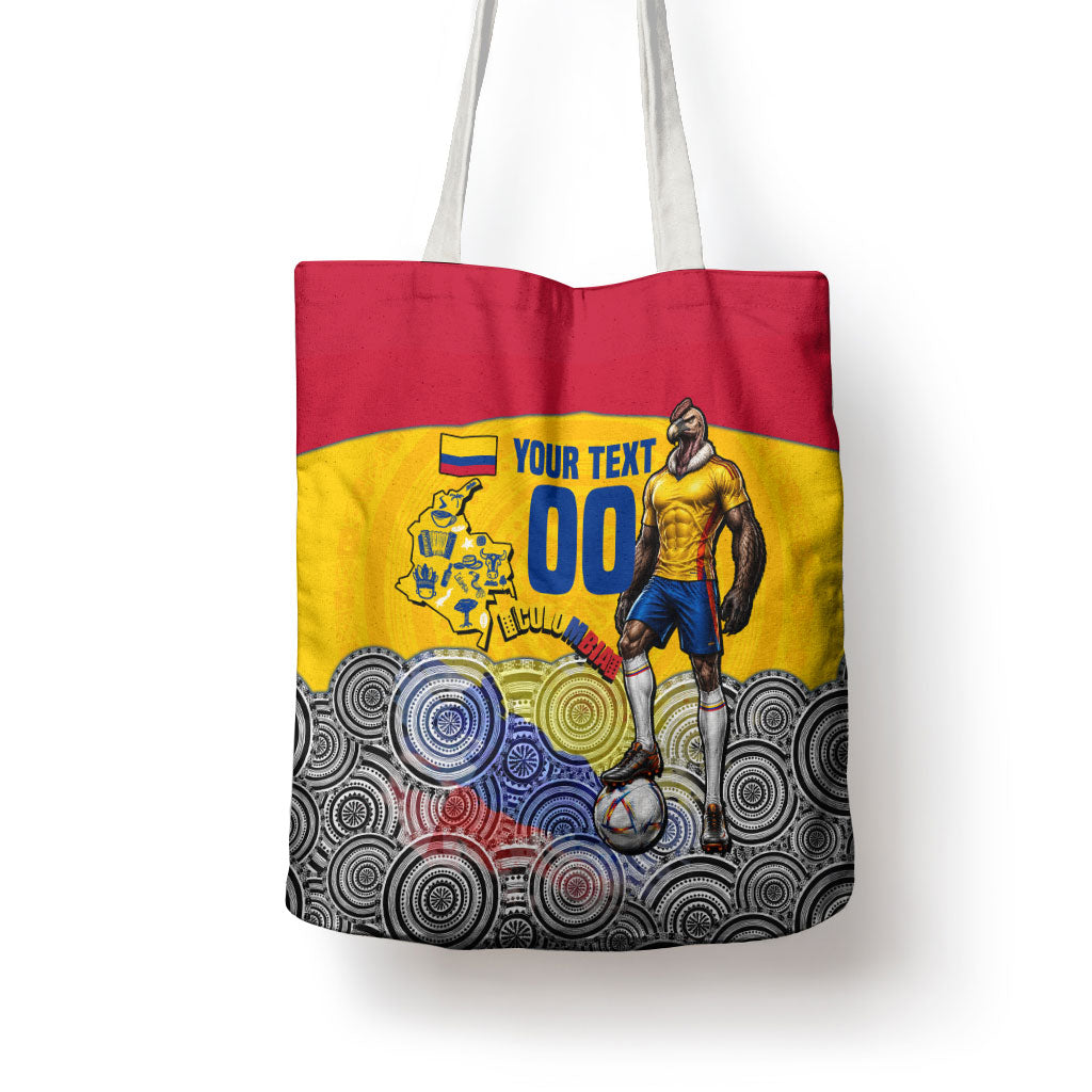 Personalized Colombia Football Tote Bag Vulture Mascot Sombrero Vueltiao Map