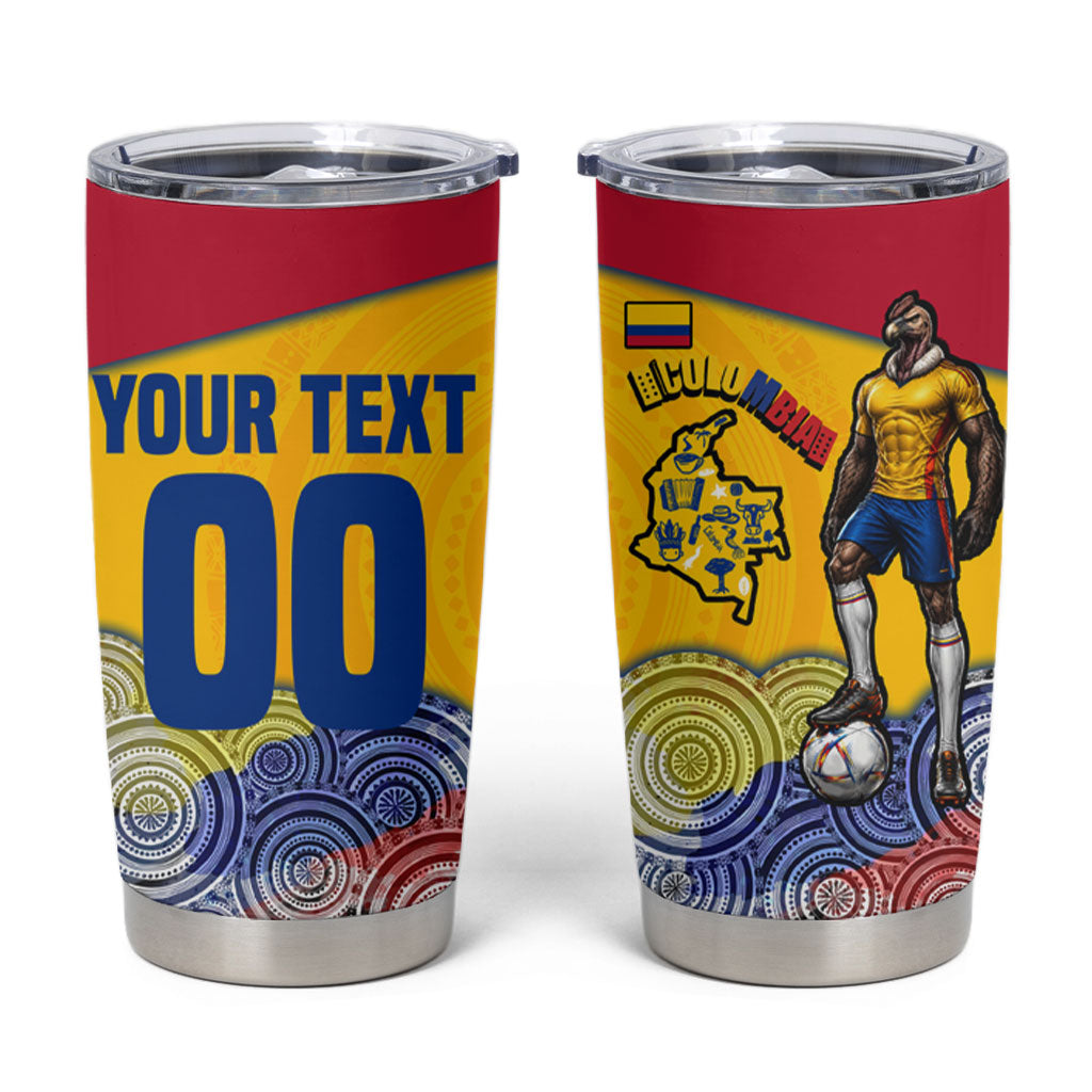 Personalized Colombia Football Tumbler Cup Vulture Mascot Sombrero Vueltiao Map