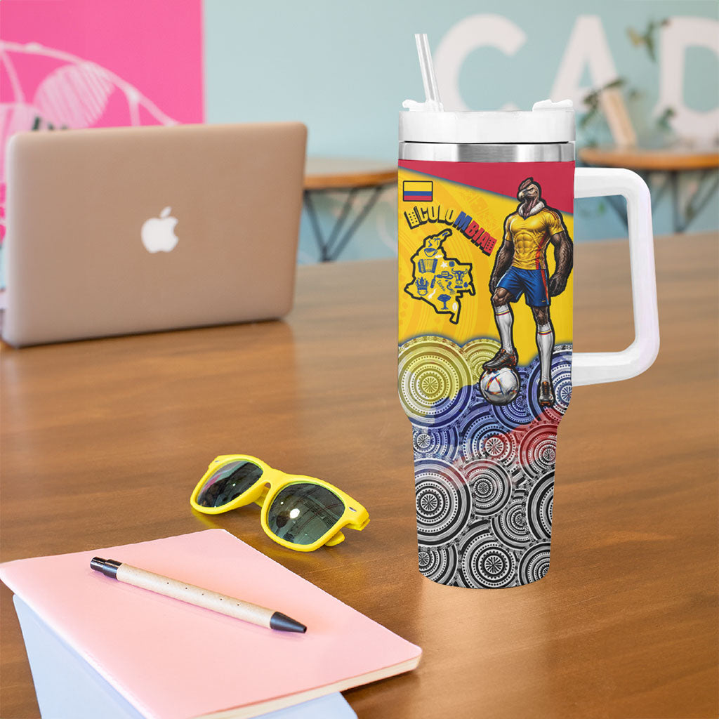Personalized Colombia Football Tumbler With Handle Vulture Mascot Sombrero Vueltiao Map