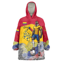 Personalized Colombia Football Wearable Blanket Hoodie Vulture Mascot Sombrero Vueltiao Map