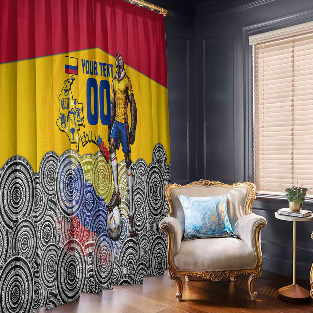 Personalized Colombia Football Window Curtain Vulture Mascot Sombrero Vueltiao Map