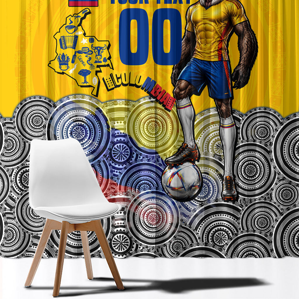 Personalized Colombia Football Window Curtain Vulture Mascot Sombrero Vueltiao Map