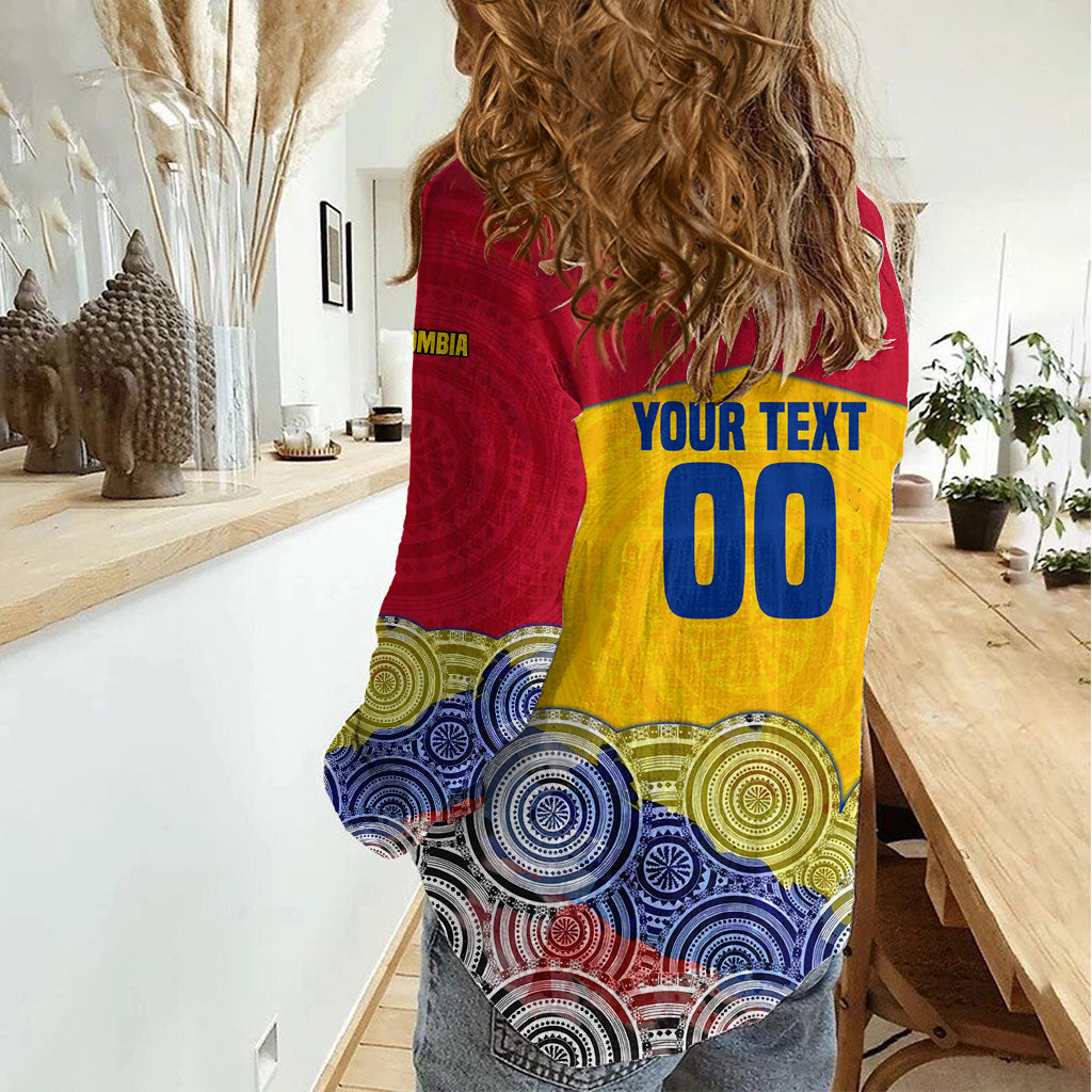 Personalized Colombia Football Women Casual Shirt Vulture Mascot Sombrero Vueltiao Map