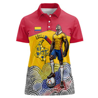 Personalized Colombia Football Women Polo Shirt Vulture Mascot Sombrero Vueltiao Map