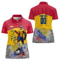 Personalized Colombia Football Women Polo Shirt Vulture Mascot Sombrero Vueltiao Map