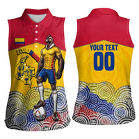 Personalized Colombia Football Women Sleeveless Polo Shirt Vulture Mascot Sombrero Vueltiao Map