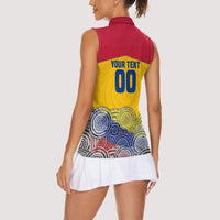 Personalized Colombia Football Women Sleeveless Polo Shirt Vulture Mascot Sombrero Vueltiao Map