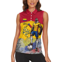 Personalized Colombia Football Women Sleeveless Polo Shirt Vulture Mascot Sombrero Vueltiao Map