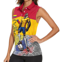 Personalized Colombia Football Women Sleeveless Polo Shirt Vulture Mascot Sombrero Vueltiao Map