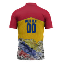 Personalized Colombia Football Zipper Polo Shirt Vulture Mascot Sombrero Vueltiao Map