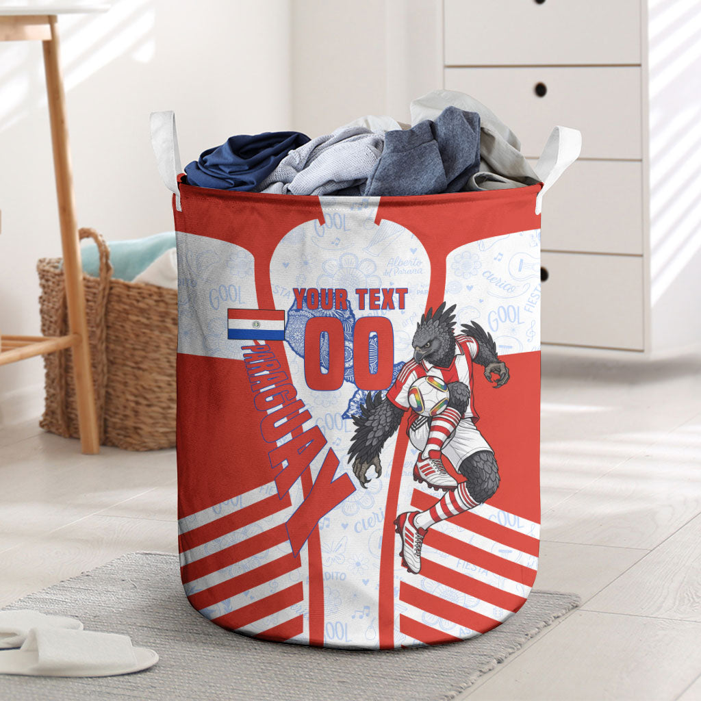 Personalized Paraguay Soccer Laundry Basket Harpy Eagle Mascot Football Flag