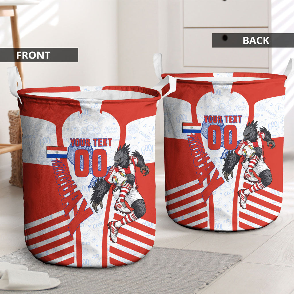 Personalized Paraguay Soccer Laundry Basket Harpy Eagle Mascot Football Flag