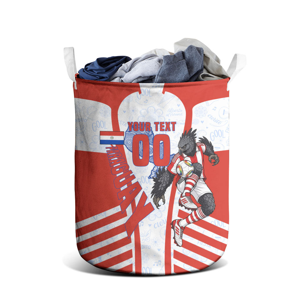 Personalized Paraguay Soccer Laundry Basket Harpy Eagle Mascot Football Flag