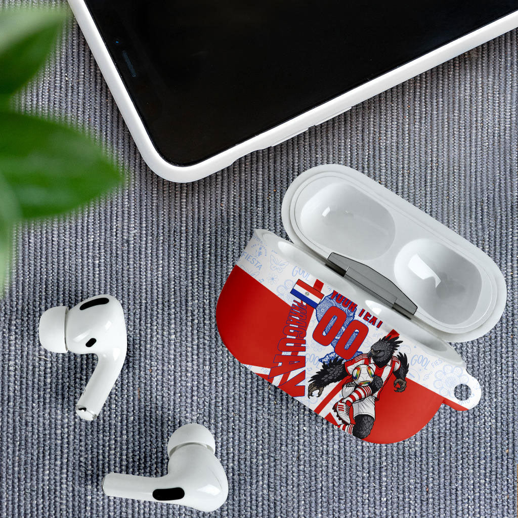 Personalized Paraguay Soccer AirPods Case Harpy Eagle Mascot Football Flag