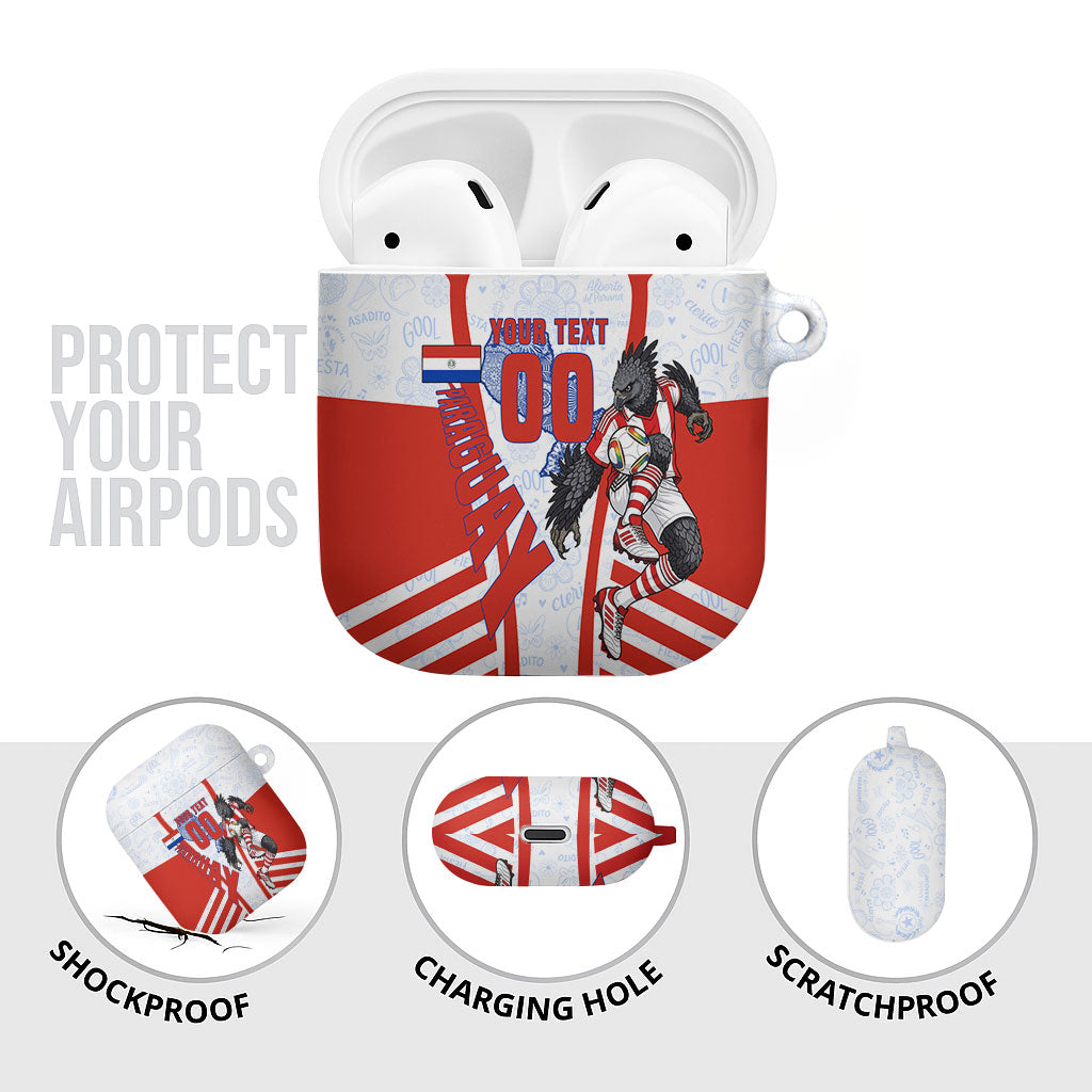 Personalized Paraguay Soccer AirPods Case Harpy Eagle Mascot Football Flag