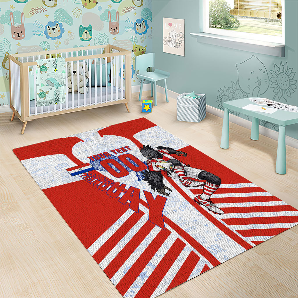 Personalized Paraguay Soccer Area Rug Harpy Eagle Mascot Football Flag