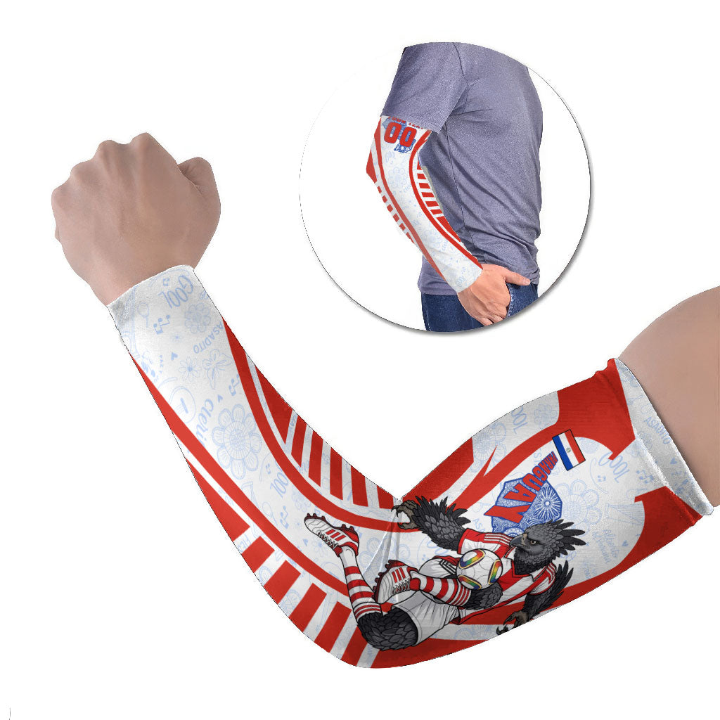 Personalized Paraguay Soccer Arm Sleeves Harpy Eagle Mascot Football Flag