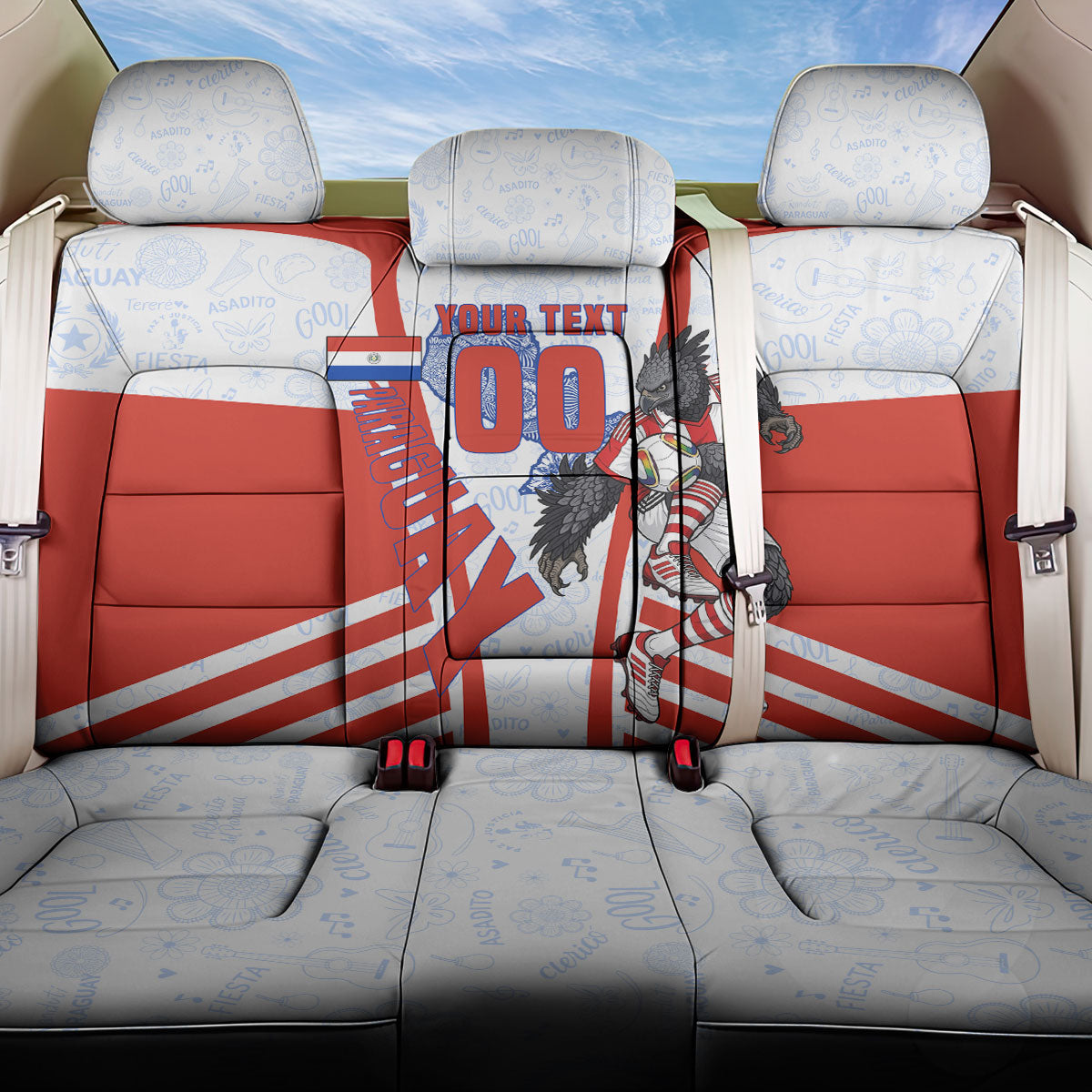 Personalized Paraguay Soccer Back Car Seat Cover Harpy Eagle Mascot Football Flag
